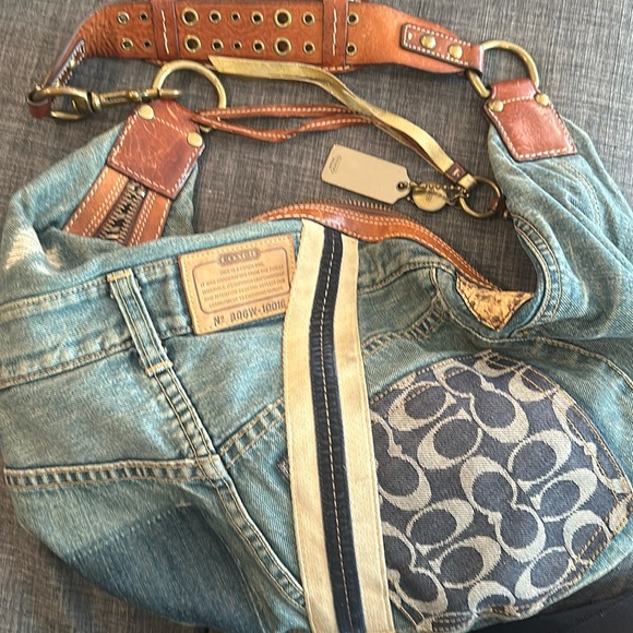 COACH DENIM HOBO BAG HANGTAGS 10016 LIMITED EDITION PATCHWORK Y2K CRESCENT RARE - Picture 17 of 17